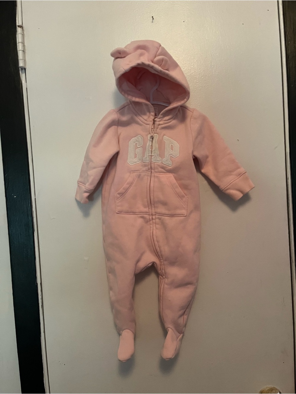 GAP Pink Hooded Fleece Footed One-Piece